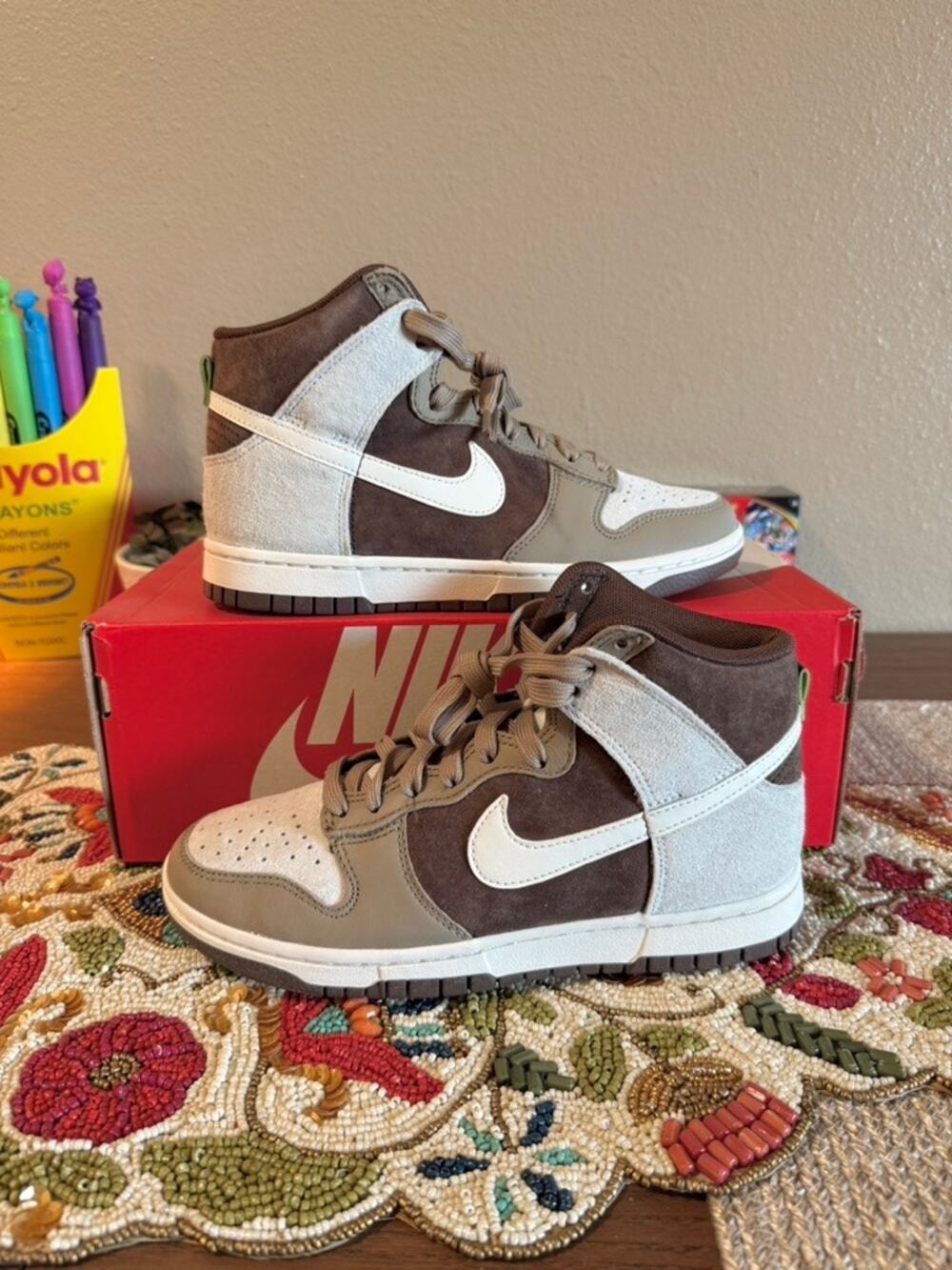 Nike Dunk High Light Chocolate Brown Sail Light Khaki Baroque Flax SB DH5348 100
